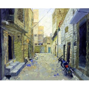 Saba Qayoom Leghari, Pretabad, Hyderabad, 16 x 20 Inch, Oil on Canvas, Citycape Painting, AC-SQL-027